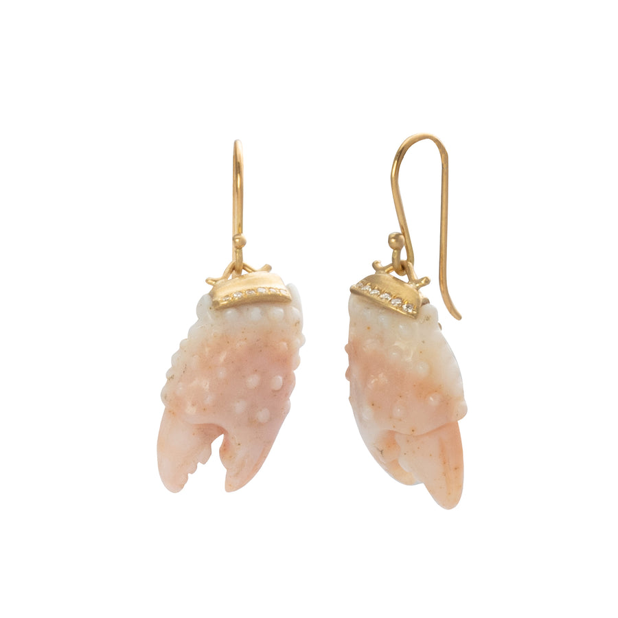 Annette Ferdinandsen Carved Agate Crab Earrings front and side view