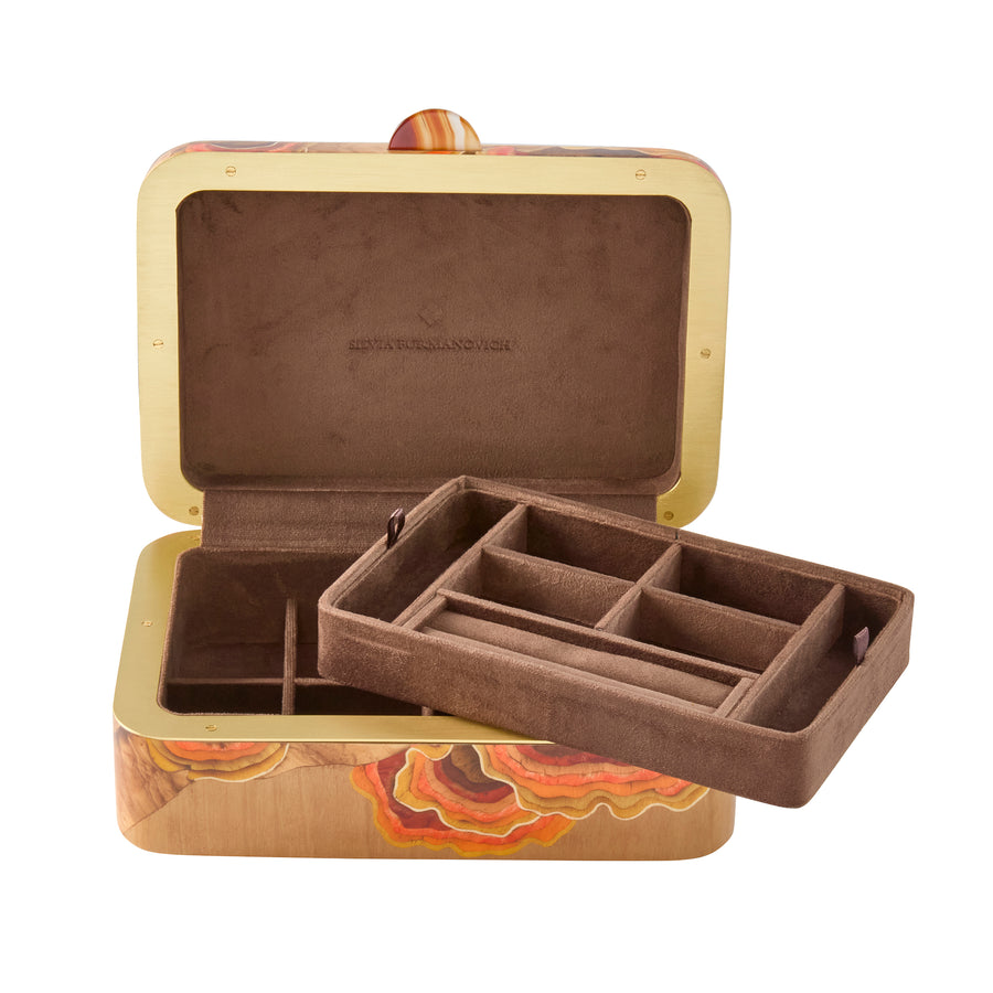 Orange Mushroom Marquetry Box - Medium