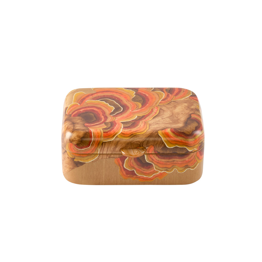 Orange Mushroom Marquetry Box - Small