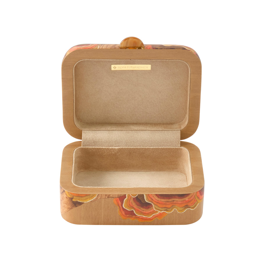 Orange Mushroom Marquetry Box - Small