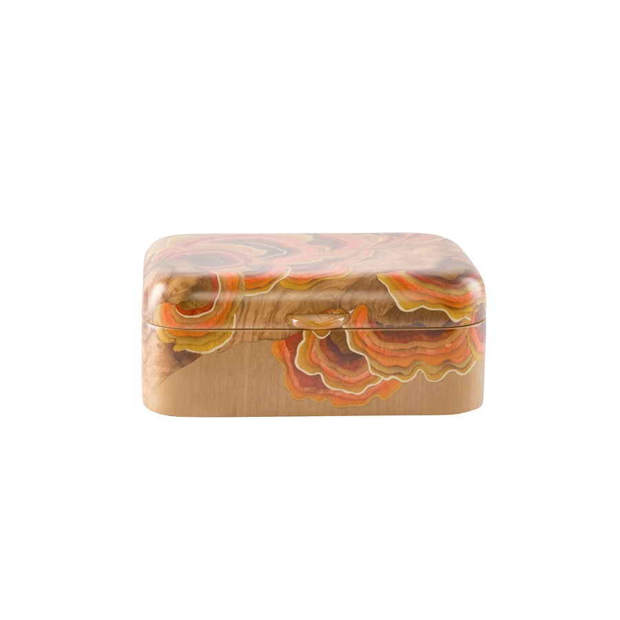 Orange Mushroom Marquetry Box - Small