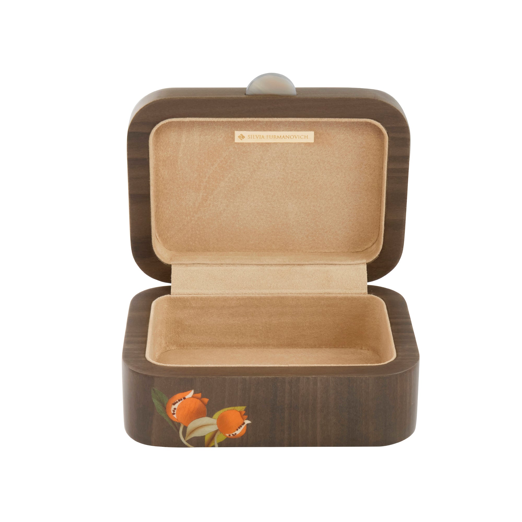 Small Bird and Pomegranate Print Marquetry Box