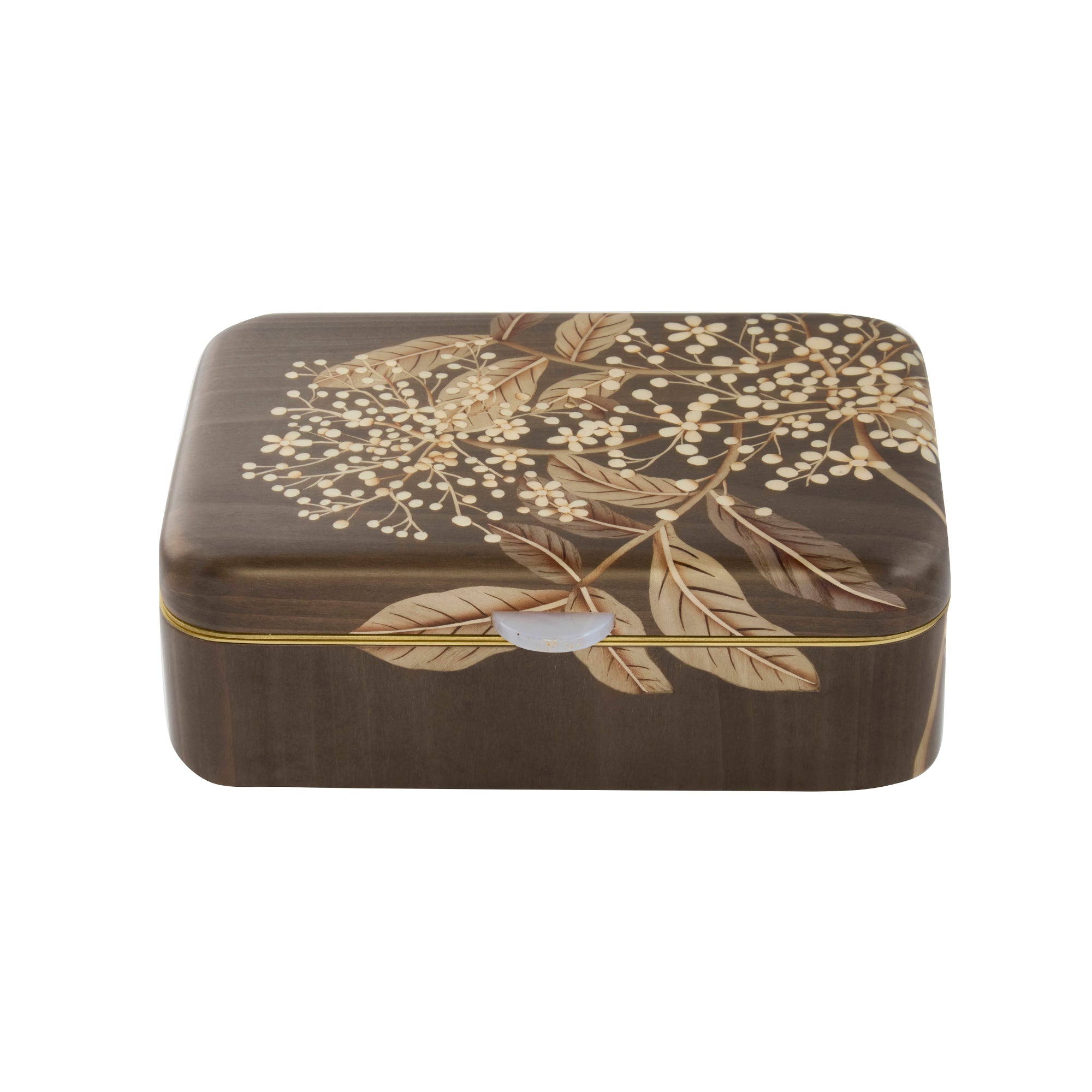 Medium Gray Foliage Print Marquetry Box