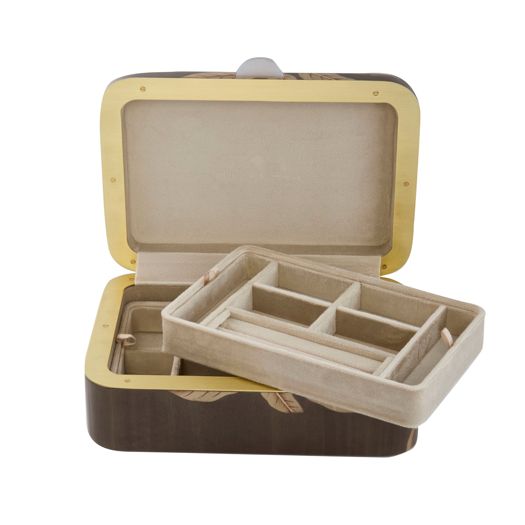 Medium Gray Foliage Print Marquetry Box