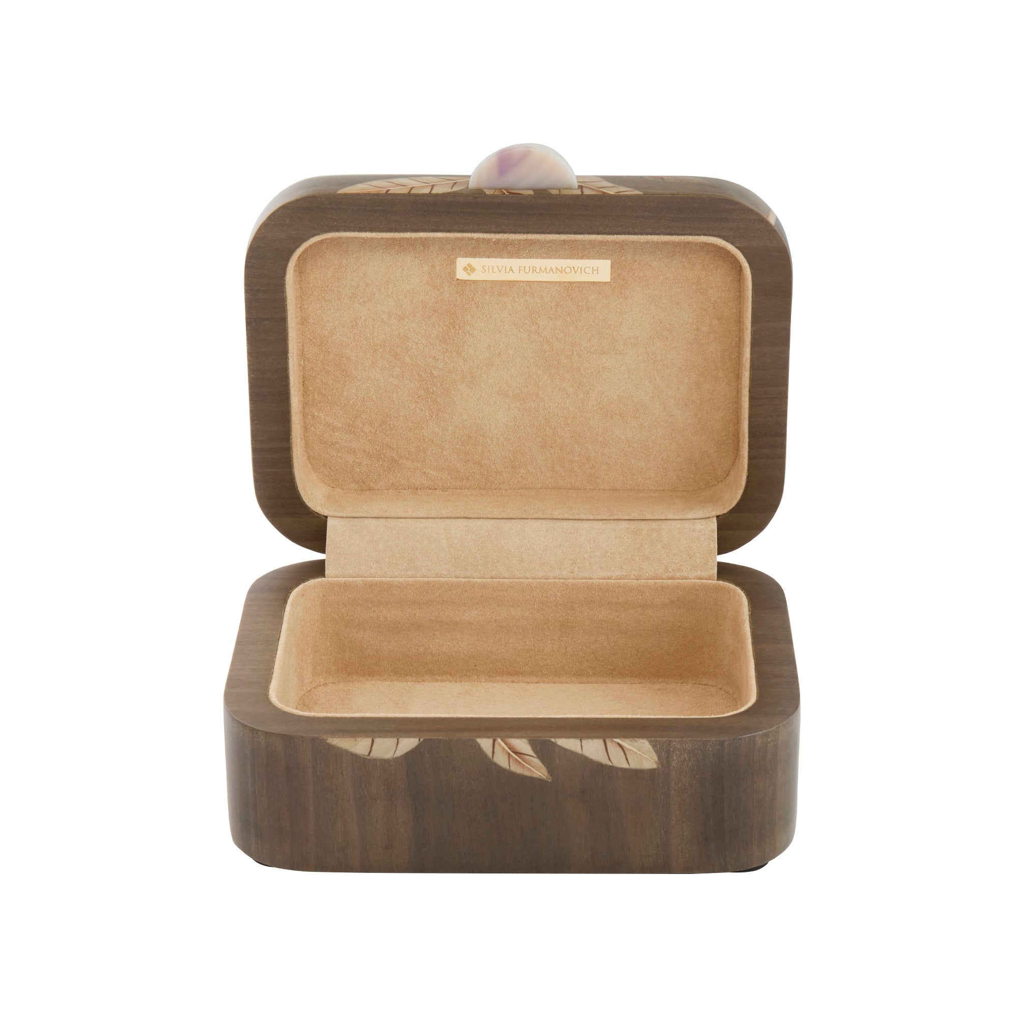 Small Gray Foliage Print Marquetry Box
