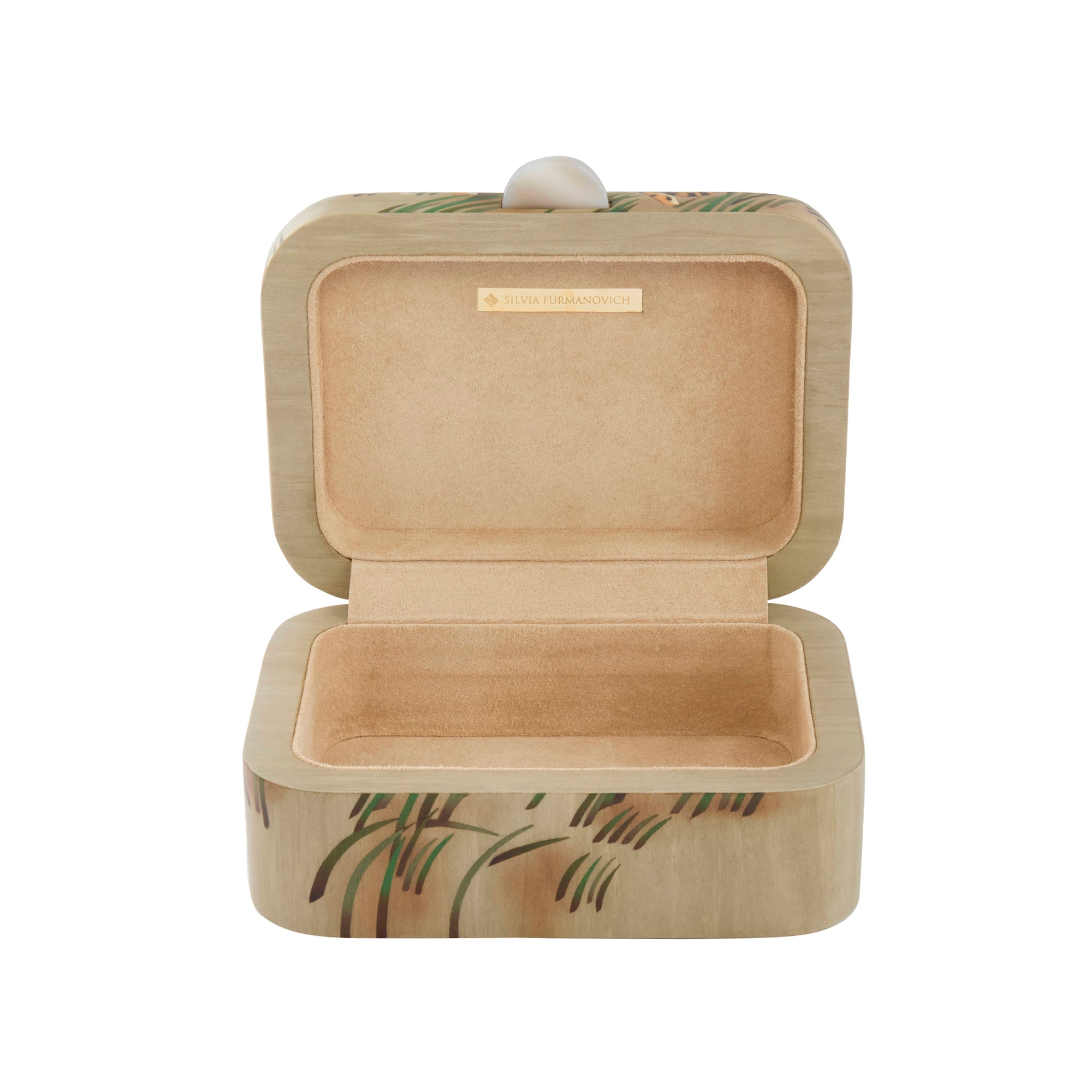 Small Two Tigers Print Marquetry Box