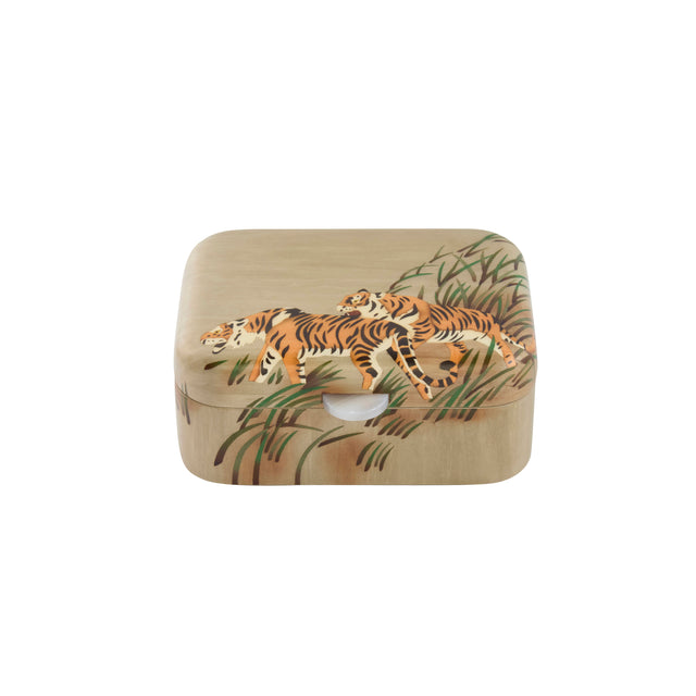 Small Two Tigers Print Marquetry Box