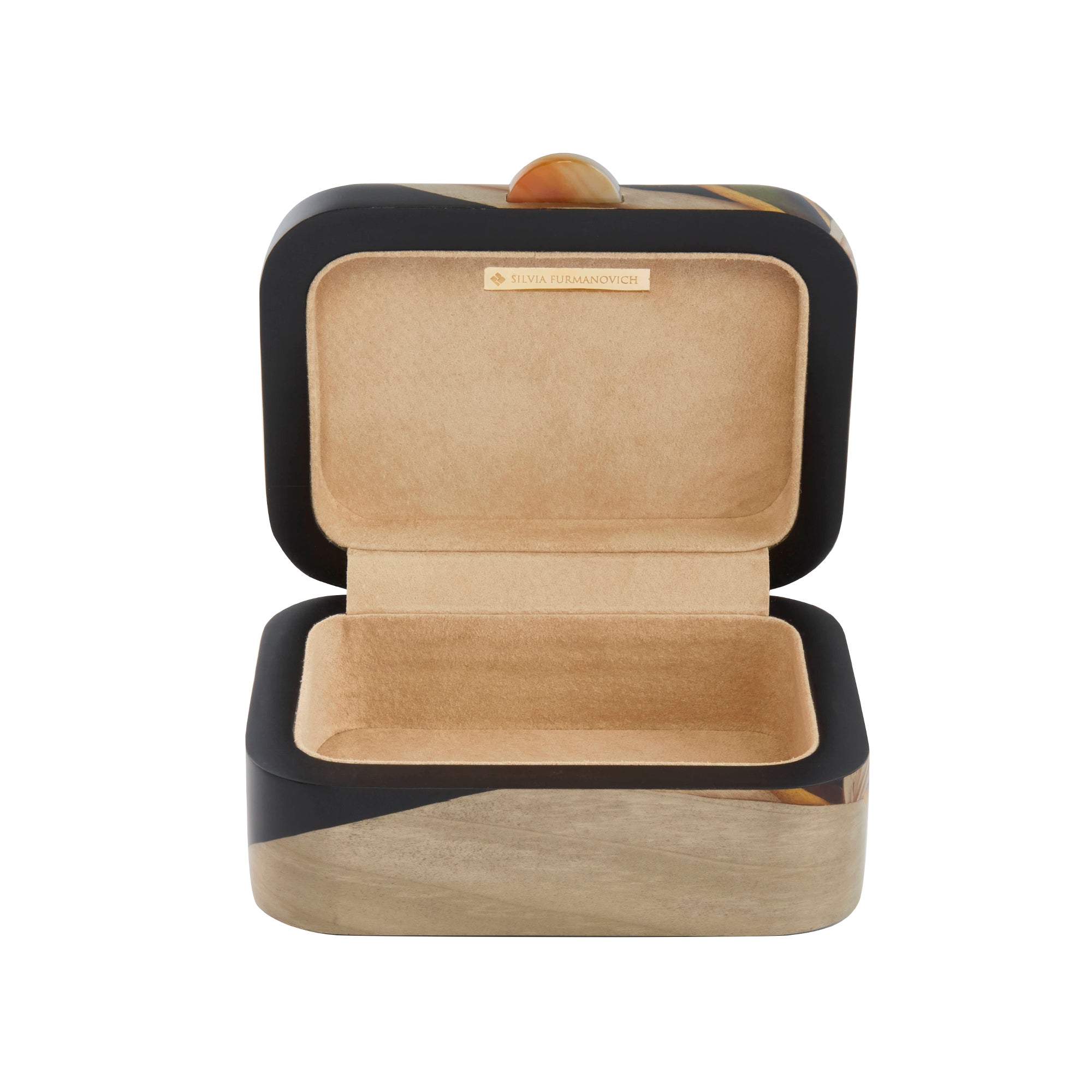 Small White Orchid Print Marquetry Box