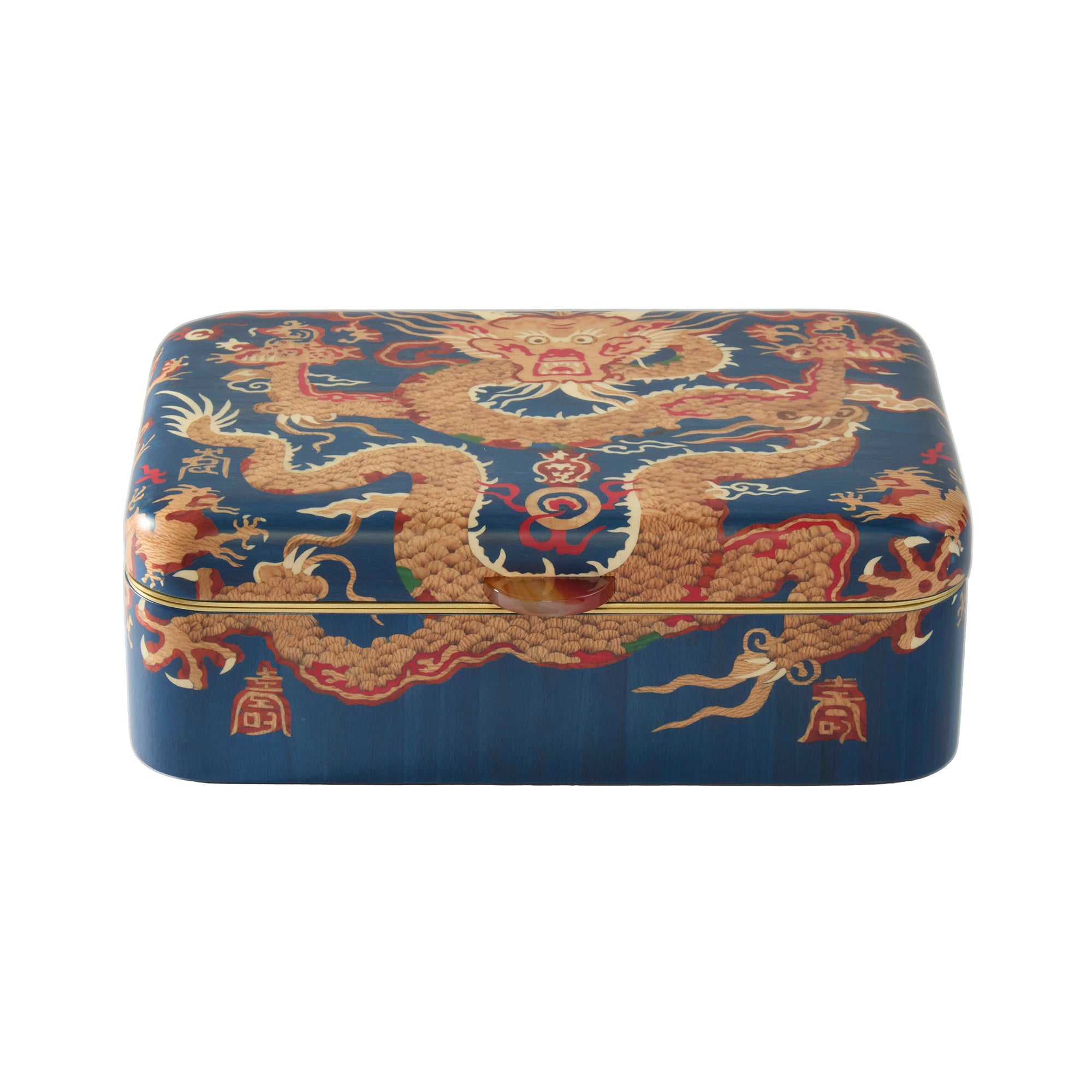 Medium Dragon Print Marquetry Box