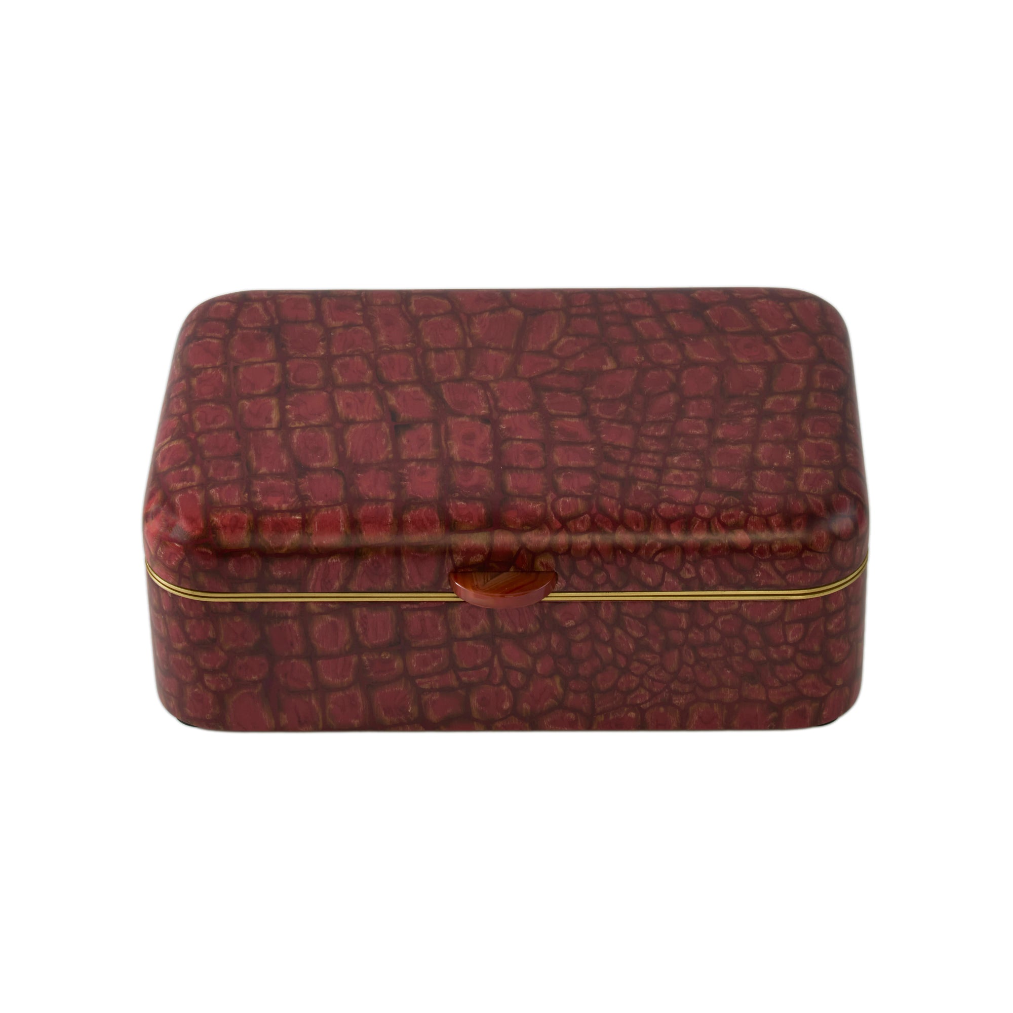 Medium Rectangular Crocodile Motif Marquetry Box