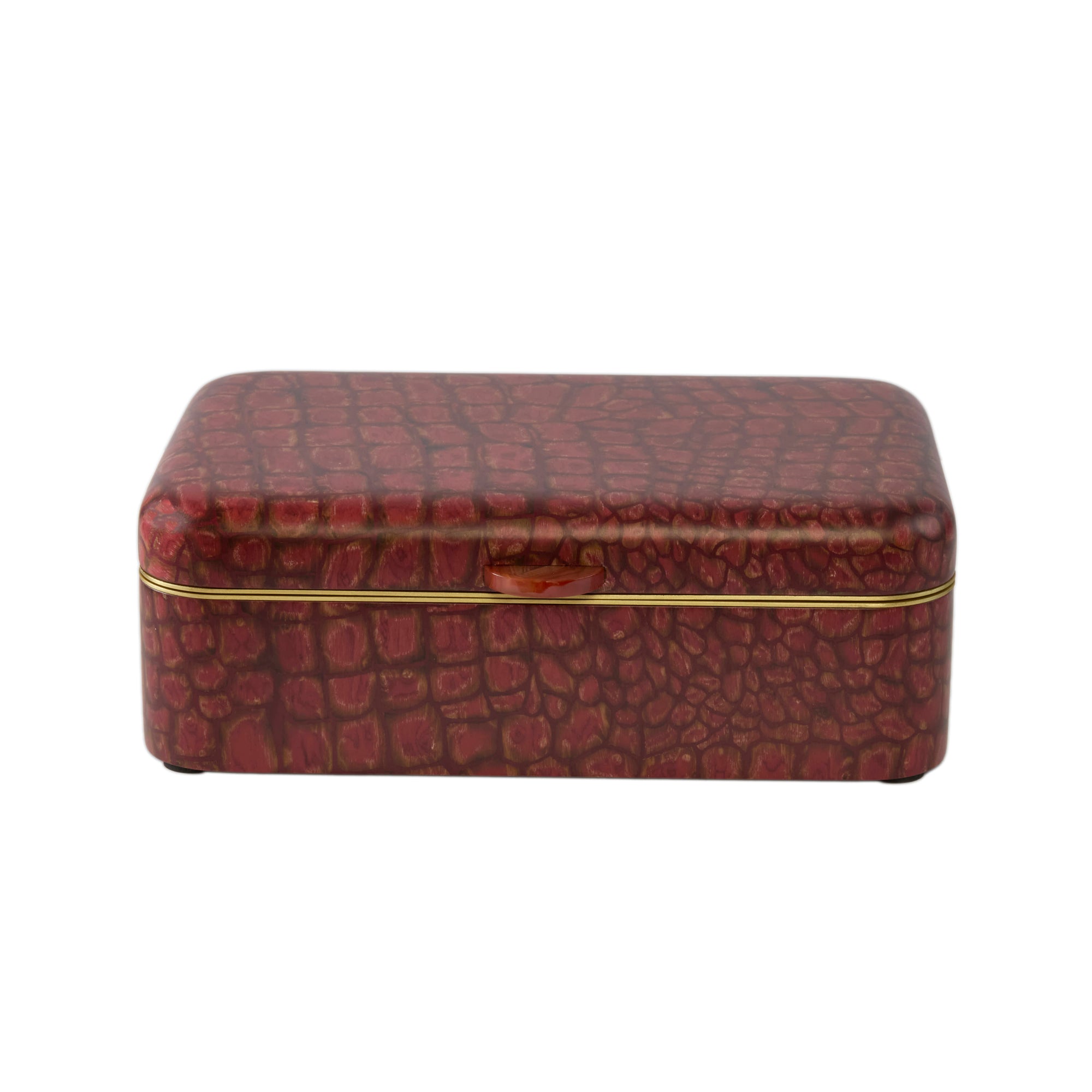 Medium Rectangular Crocodile Motif Marquetry Box