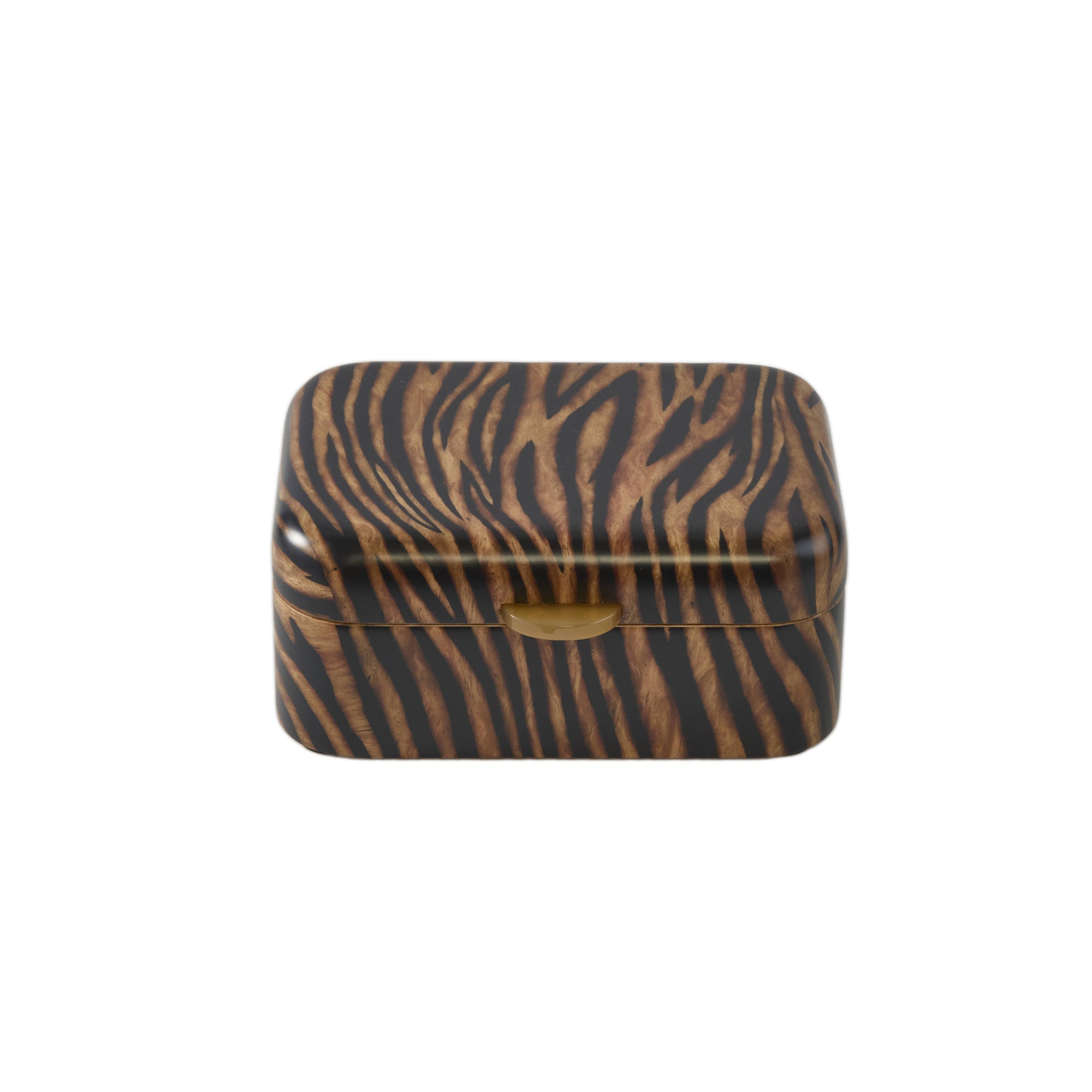 Small Rectangular Tiger Motif Marquetry Box