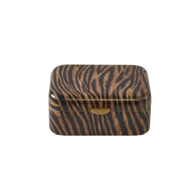 Small Rectangular Tiger Motif Marquetry Box