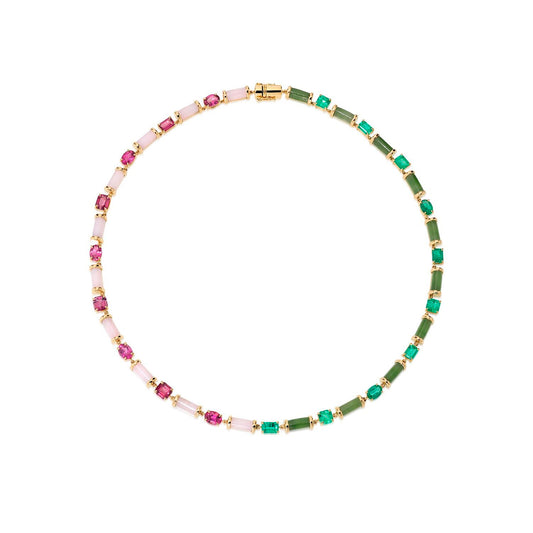 80 Years Sofia Necklace - Jade and Pink Opal - Main Img