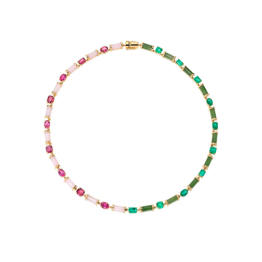 Sauer 80 Years Sofia Necklace - Jade and Pink Opal, front view