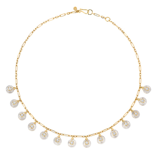 Rock Crystal and Diamond 7 Chakras Necklace - Main Img