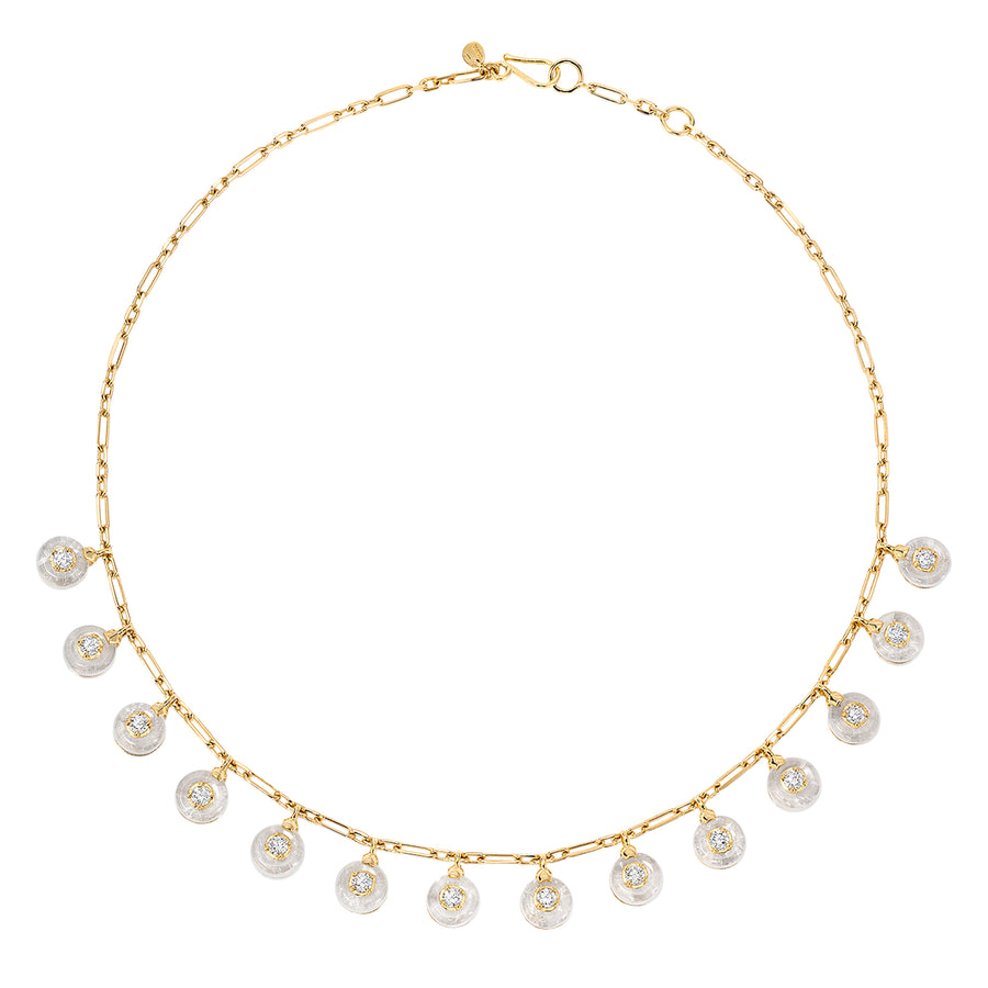 Rock Crystal and Diamond 7 Chakras Necklace