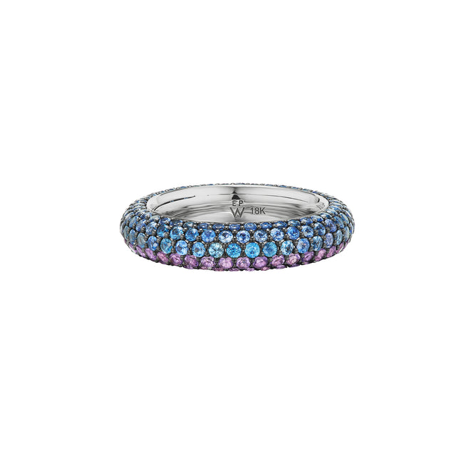 Midnight Sapphire & Amethyst Puffy Band Ring
