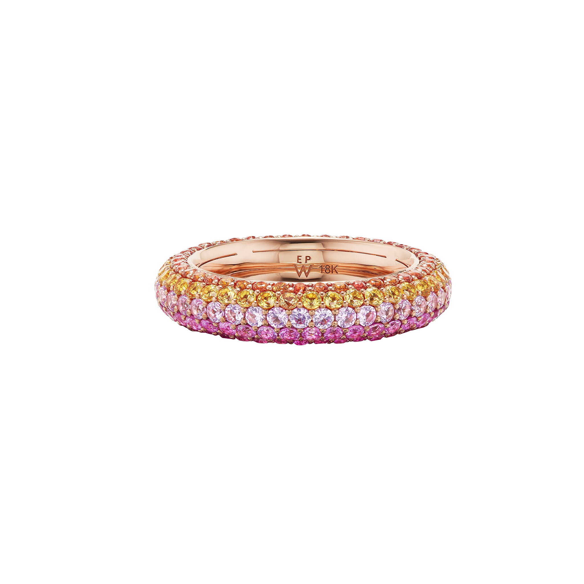 Desert Pink & Orange Sapphire Puffy Band Ring