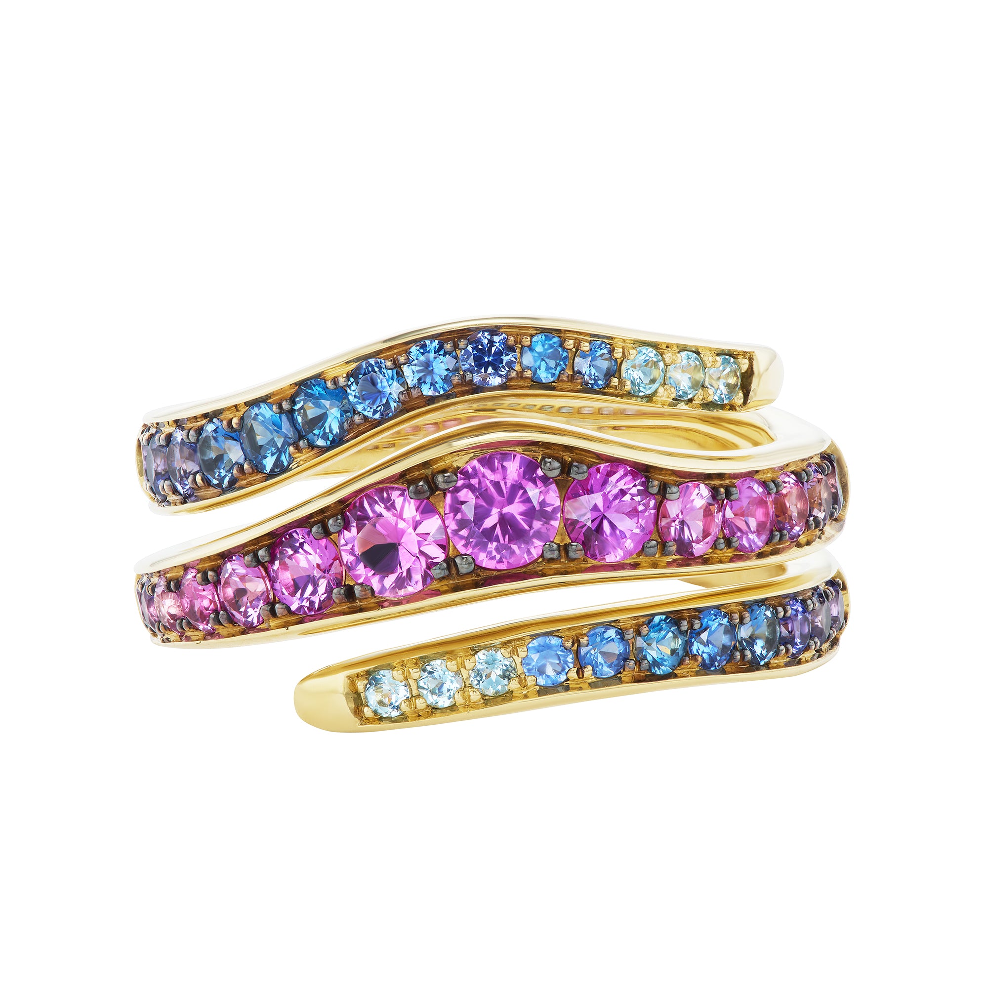 Sapphire and Apatite Double Wrap Ring