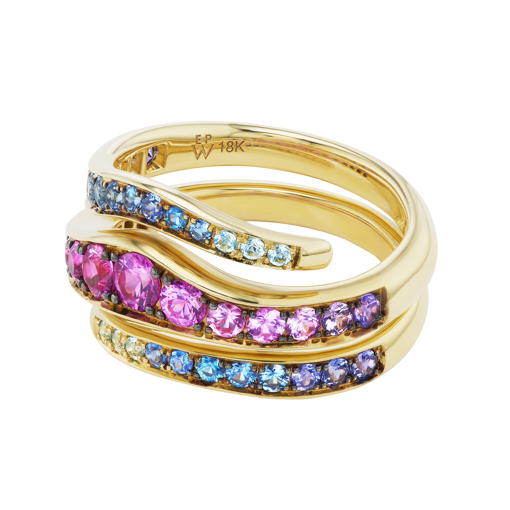 Sapphire and Apatite Double Wrap Ring