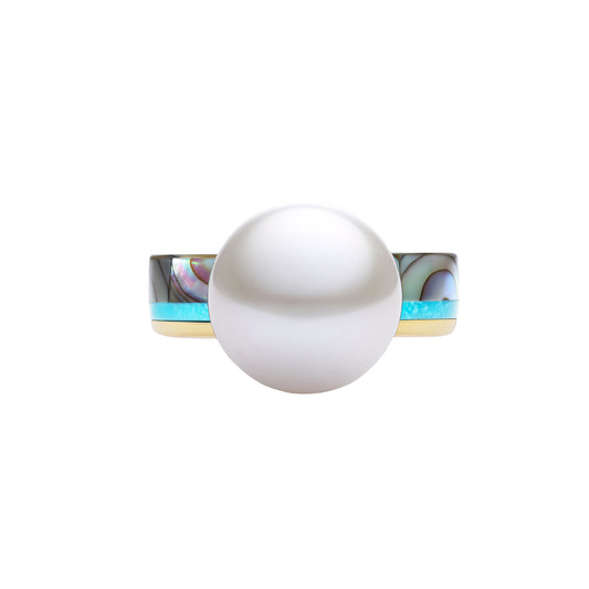 Freshwater Pearl, Turquoise, and Abalone Pearl Ring - Main Img