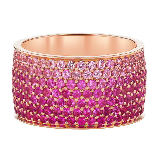 Flamingo Pink Sapphire Ombre Ring