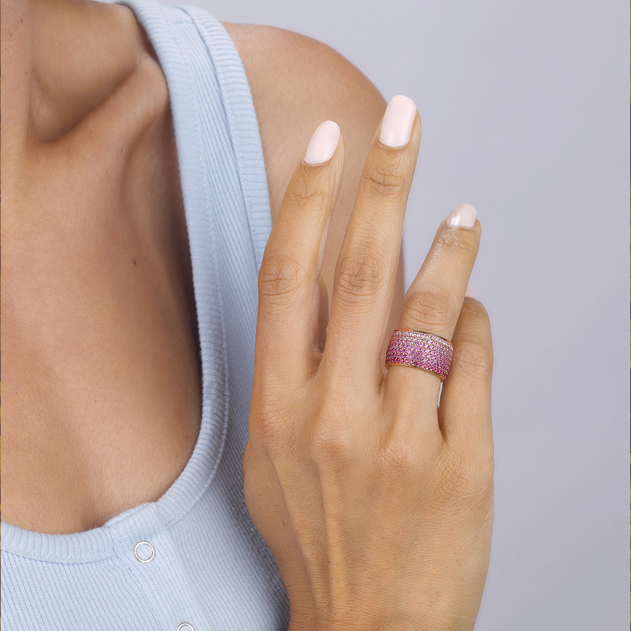 Flamingo Pink Sapphire Ombre Ring