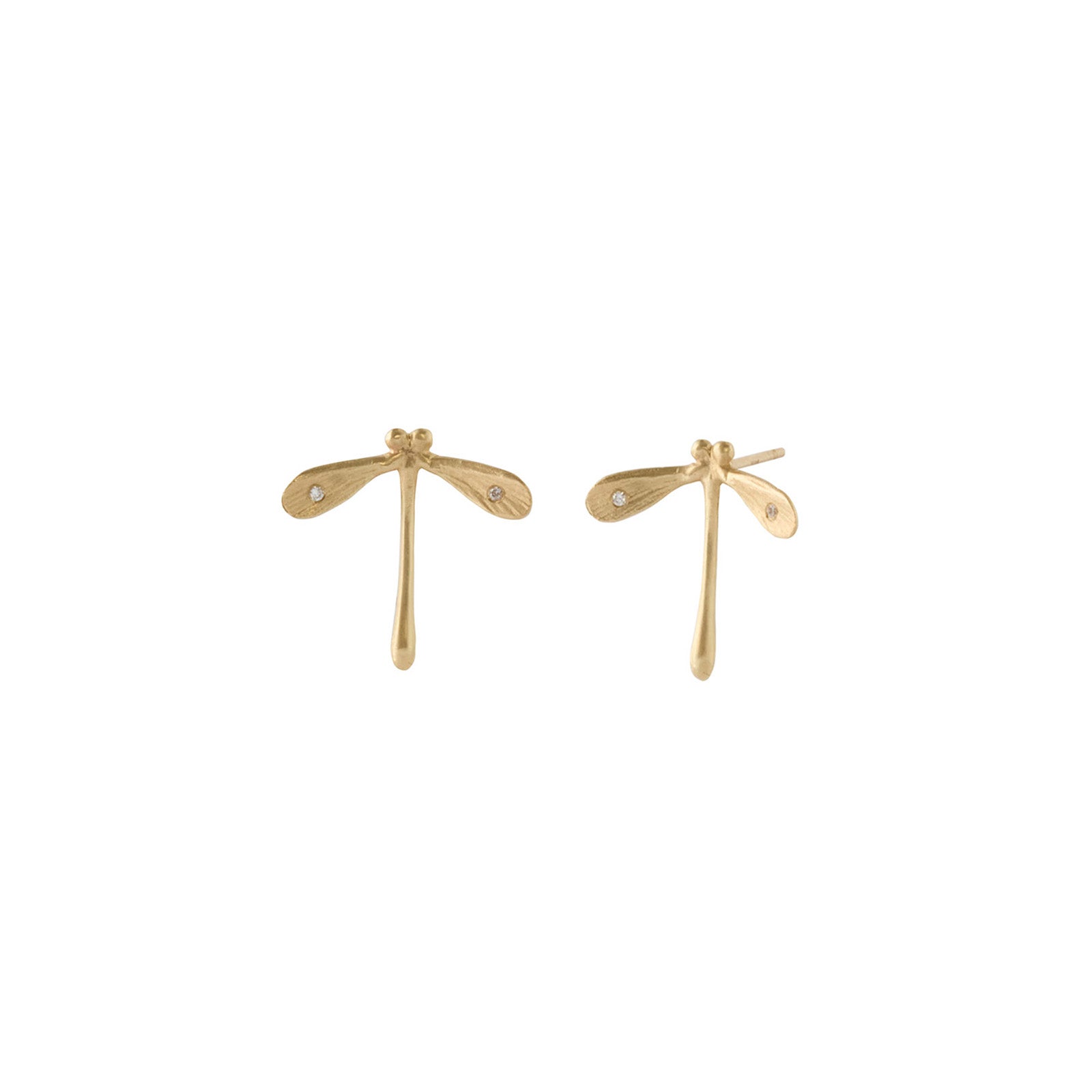Annette Ferdinandsen Diamond Little Damsel with Wings Studs - Earrings - Broken English Jewelry