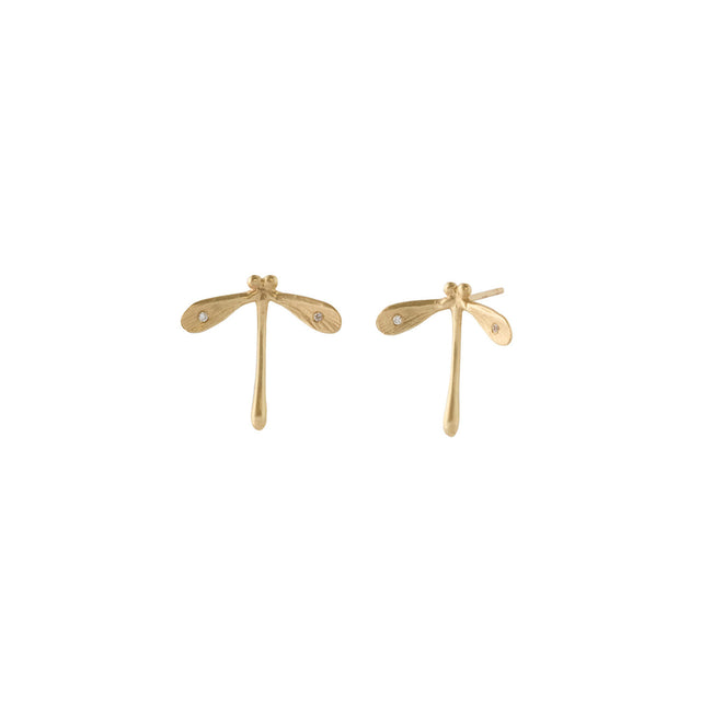 Annette Ferdinandsen Diamond Little Damsel with Wings Studs - Earrings - Broken English Jewelry