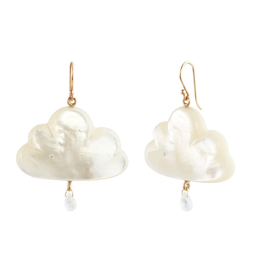 Annette Ferdinandsen Moonstone Daydreamer Cloud Earrings - Large - Earrings - Broken English Jewelry, front and angled view