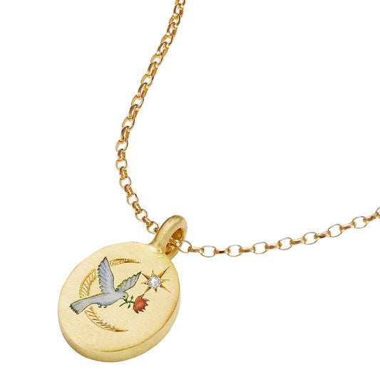 Dove and Rose Pendant Necklace - Main Img