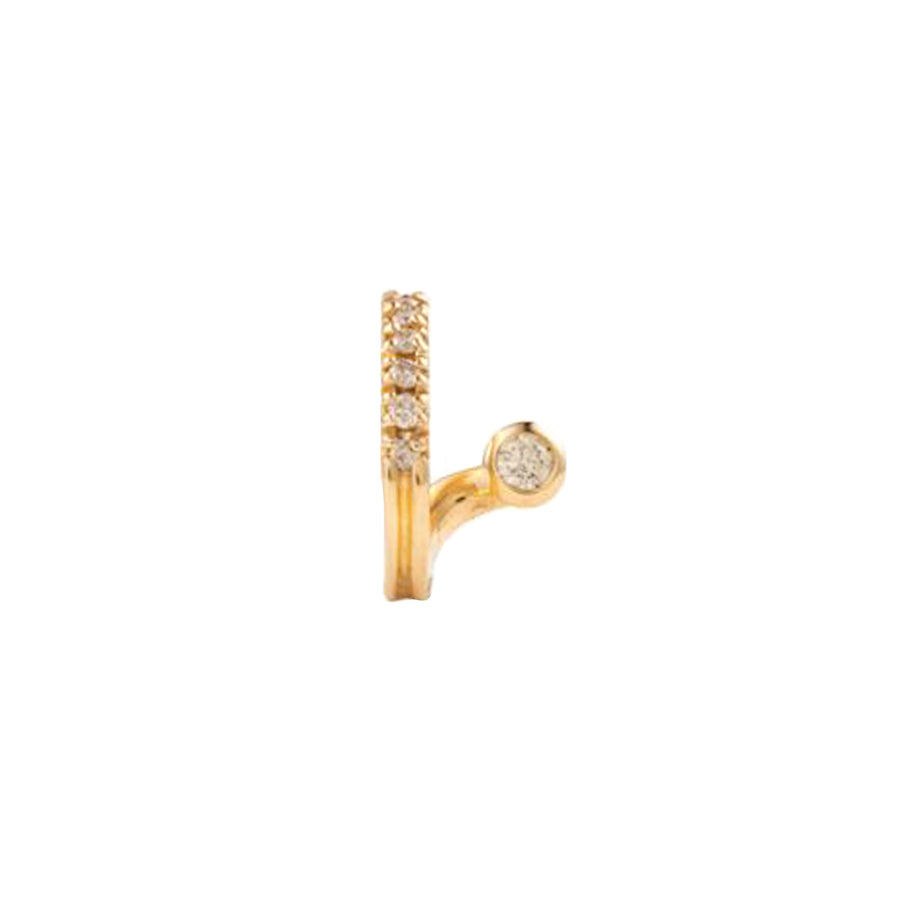 Hirotaka Single Diamond Drosera Earring - Left - Earrings - Broken English Jewelry front view