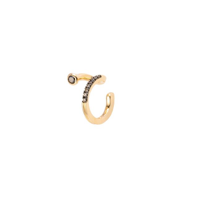 Hirotaka Drosera Ear Cuff - Black and White Diamonds - Earrings - Broken English Jewelry angled view
