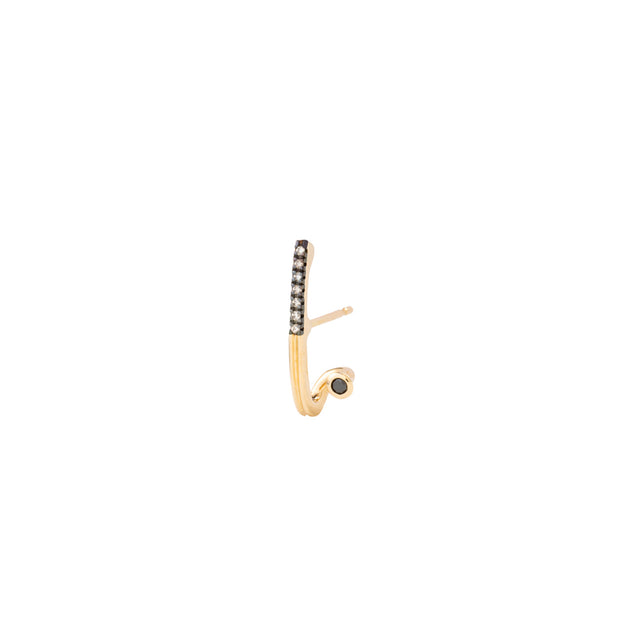 Hirotaka Drosera Earring - Black and White Diamond - Left - Earrings - Broken English Jewelry front angled view