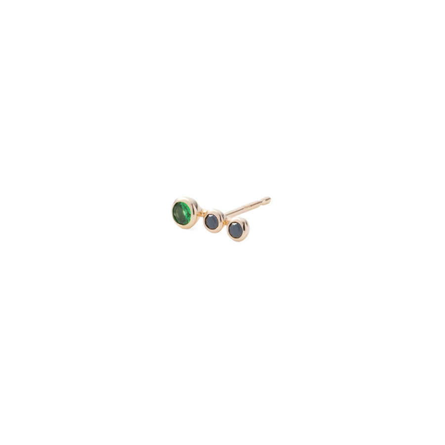 Hirotaka Drosera Stud Earring - Green Garnet and Black Diamond - Earrings - Broken English Jewelry angled view
