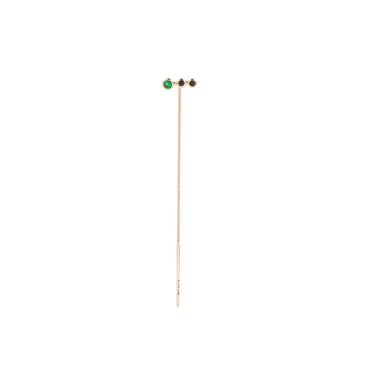 Drosera Chain Earring - Green Garnet and Black Diamond - Main Img