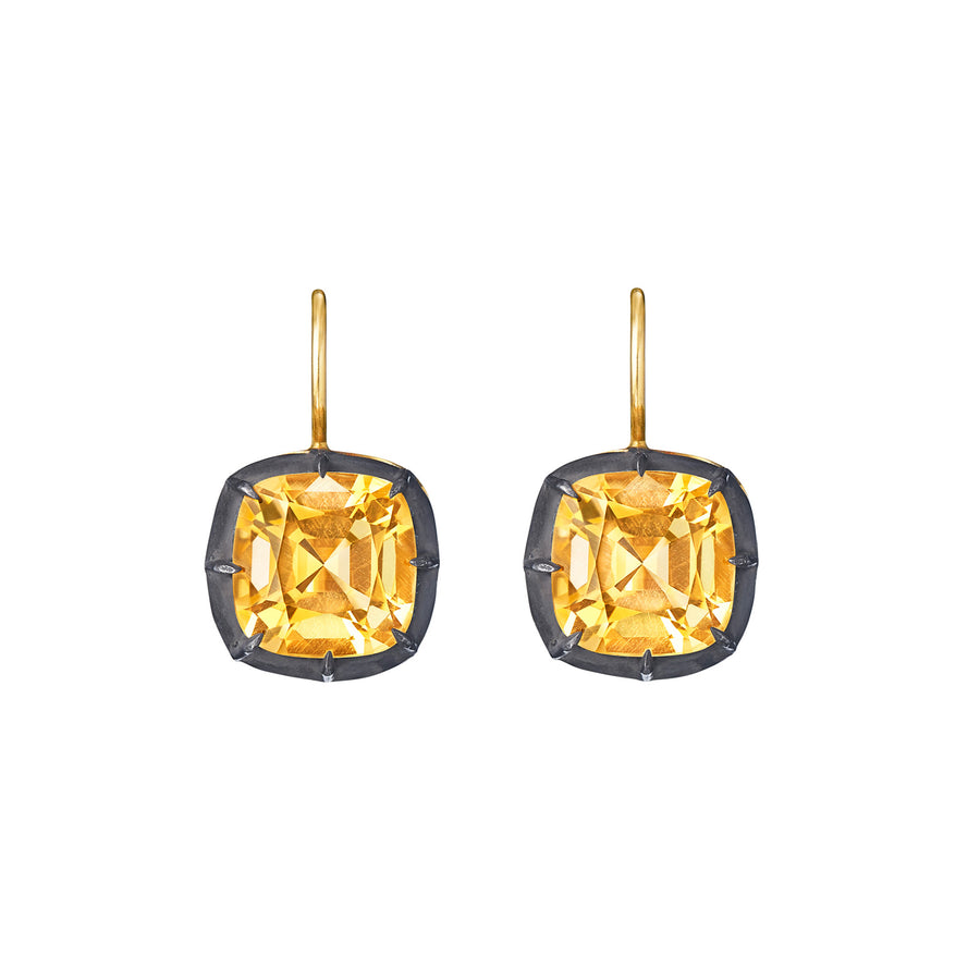 Fred Leighton Collet Cushion Cut Drop Earrings - Citrine - Broken English Jewelry