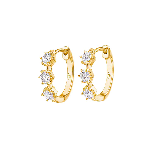 Starry Night Huggie Hoops - Yellow Gold front angled view