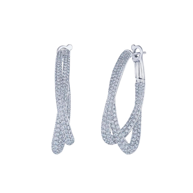 Diamond Moonlight Crossover Hoop Earrings
