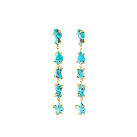 5 Drop Nugget Earrings - Turquoise - Main Img