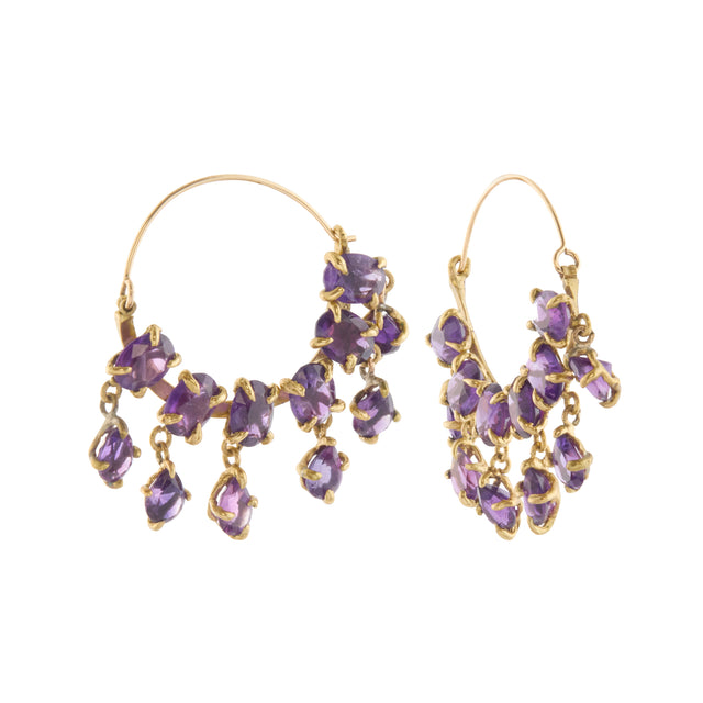 Amethyst and Purple Enamel Shiva Hoops