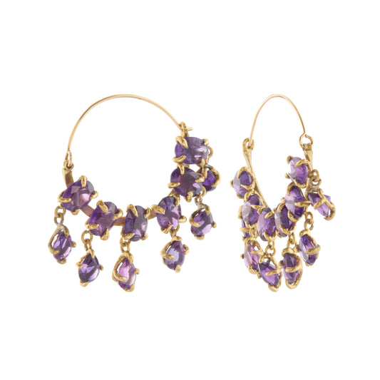 Amethyst and Purple Enamel Shiva Hoops - Main Img