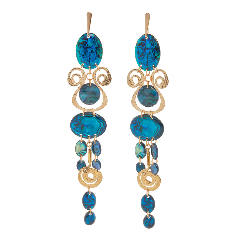 Lisa Eisner Jewelry Totem Earrings - Blue Abalone - Earrings - Broken English Jewelry front view