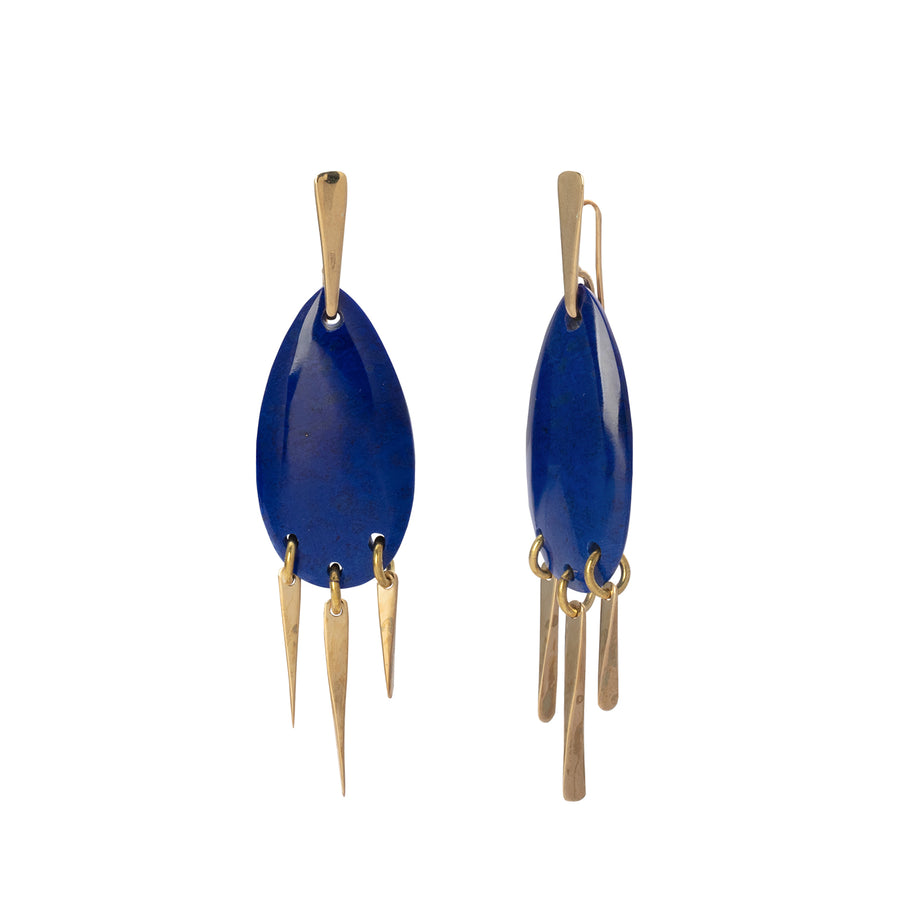 Lisa Eisner Jewelry Lapis Aries Earrings front and side view