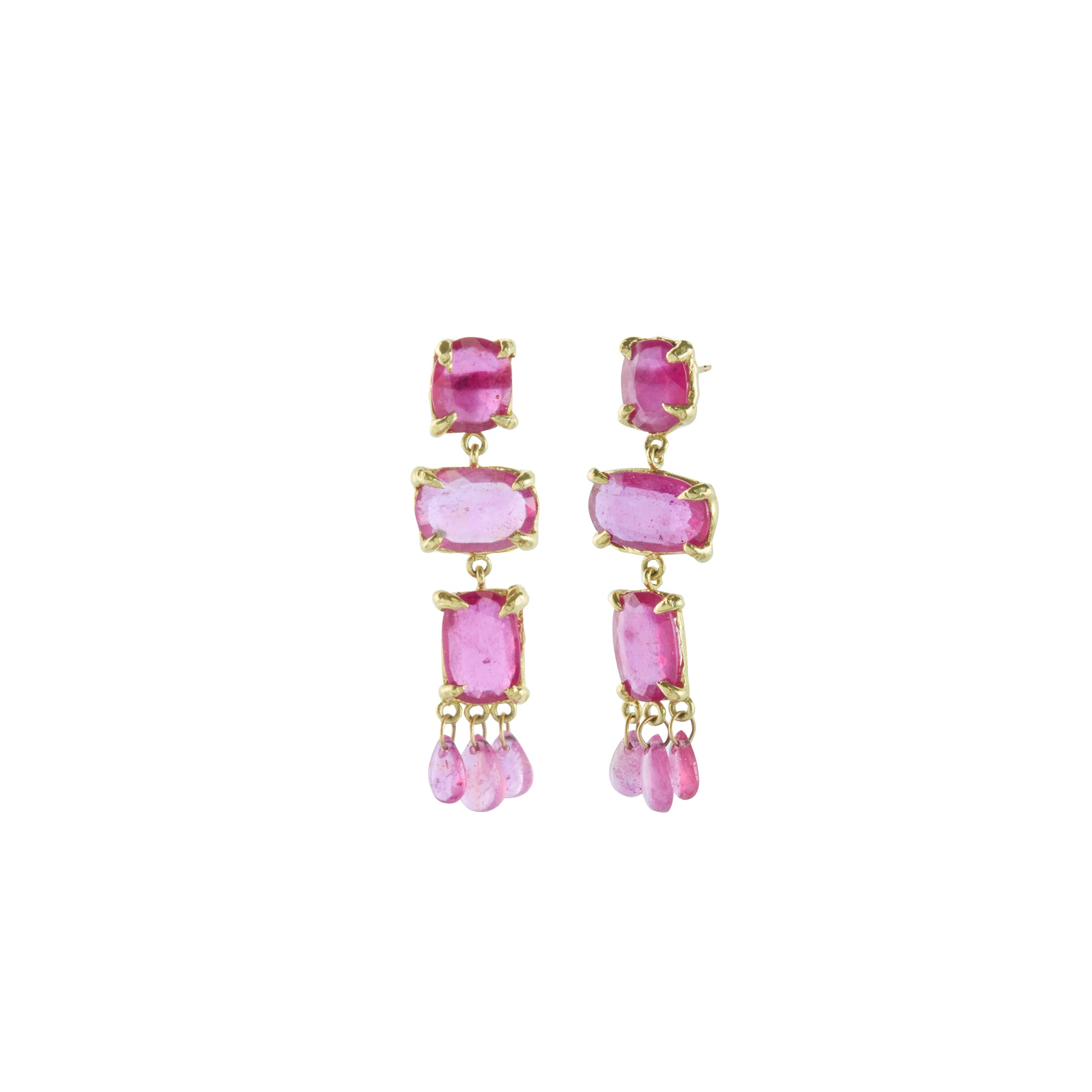 Pink Sapphire & Ruby Chandelier Earrings