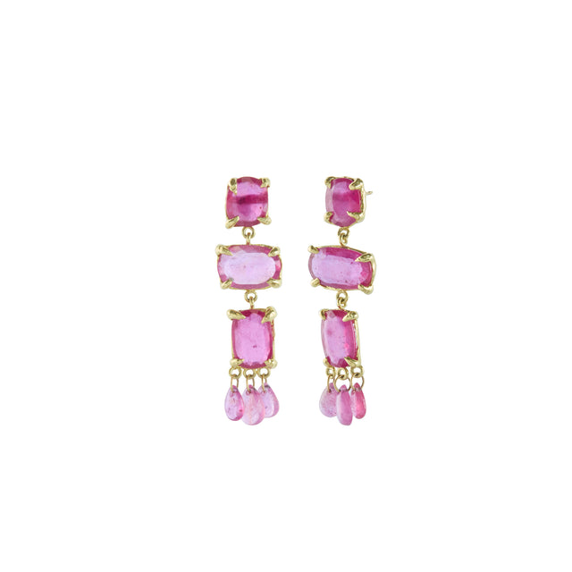 Pink Sapphire & Ruby Chandelier Earrings