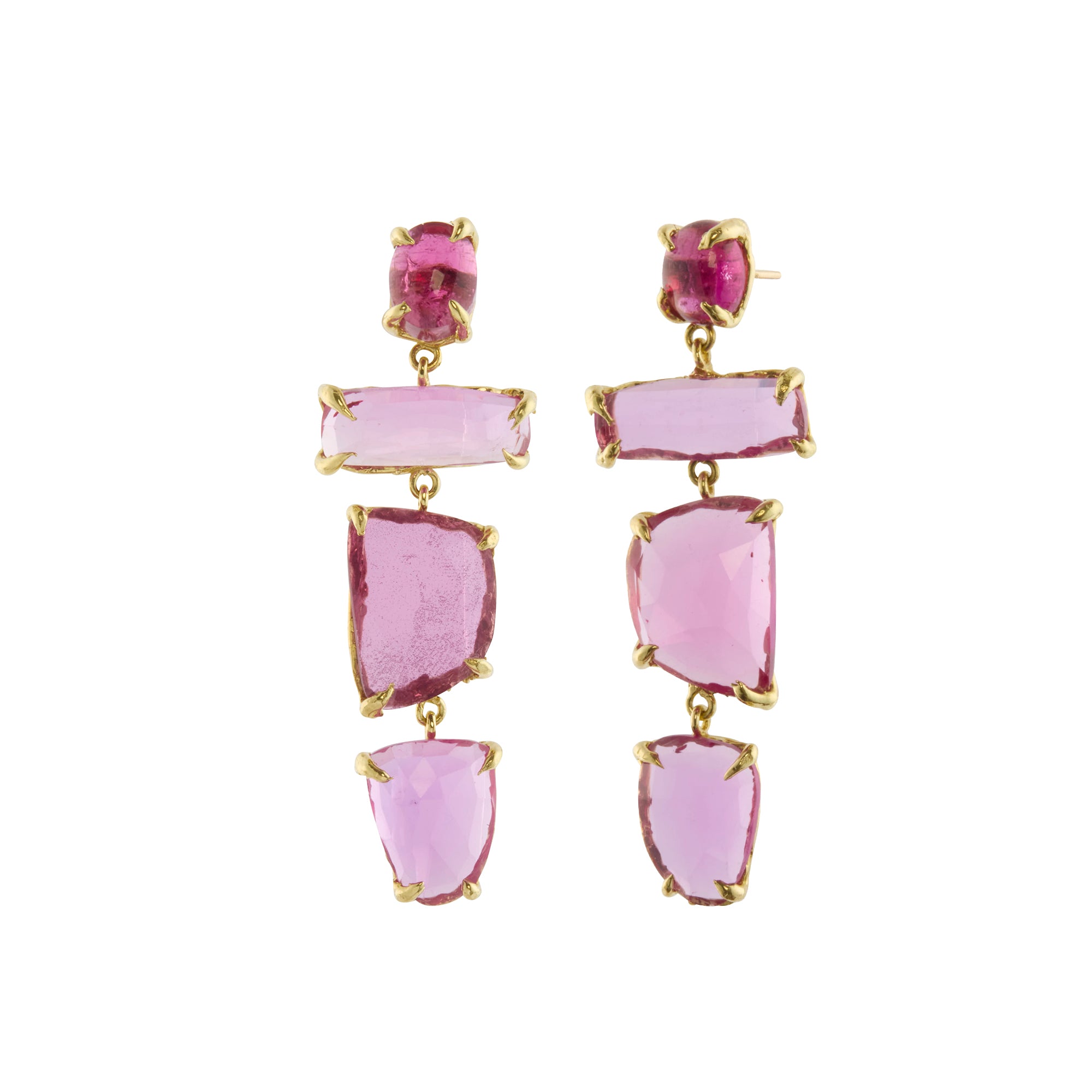 Pink Tourmaline Totem Earrings