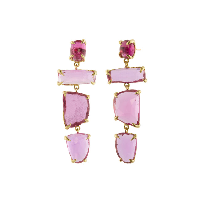 Pink Tourmaline Totem Earrings