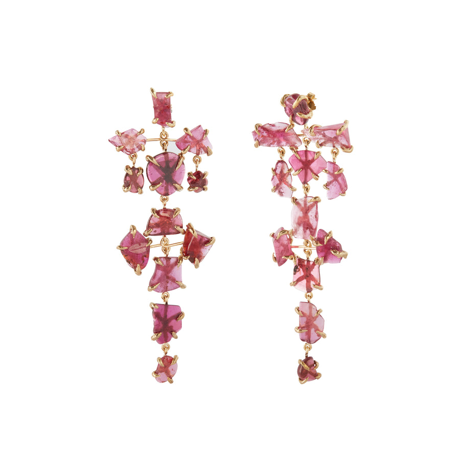 Lisa Eisner Jewelry Rubelite and Tourmaline Chandelier Earrings, front view
